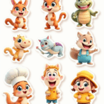 Cartoon Characters & Mascots - Sticker Sheet v10